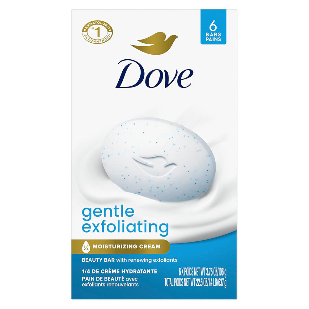 Dove Gentle Exfoliating Beauty Bar Soap, 6 Ea, 3.75 Oz
